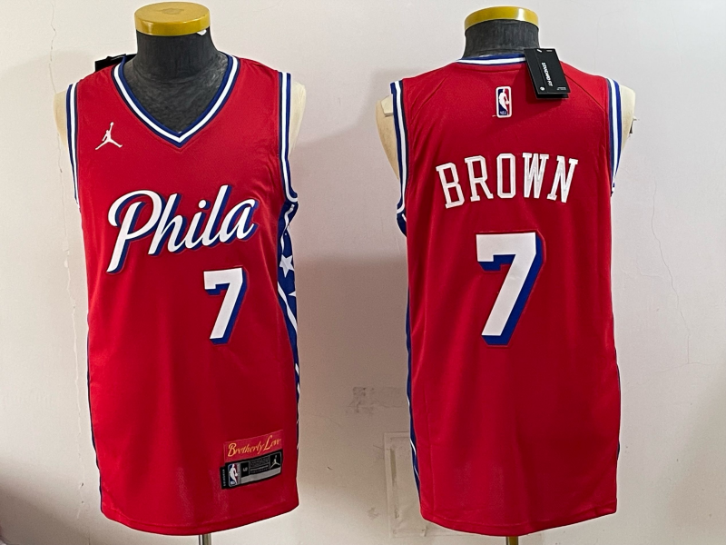 Men Philadelphia 76ers #7 Brown red Nike 2026 NBA Jersey 081101->youth mlb jersey->Youth Jersey